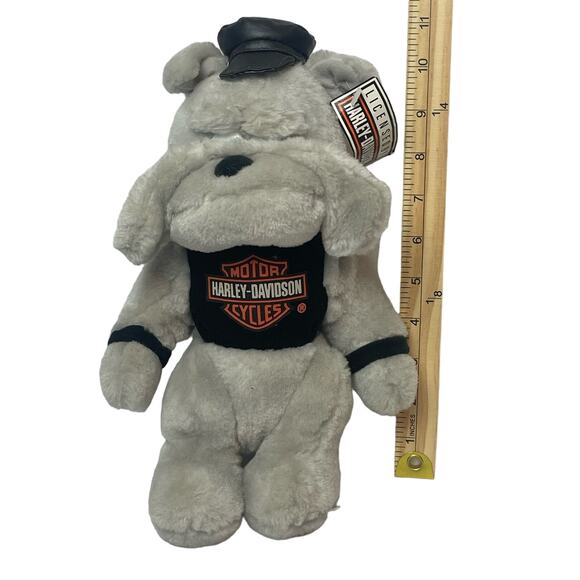 Harley-Davidson Bulldog Plush with Faux Leather Hat - Picture 3 of 10